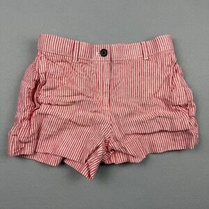 J.Crew Women XXS Electric Red Striped Harbor Shorts 100% Linen Re-Imagined CH879